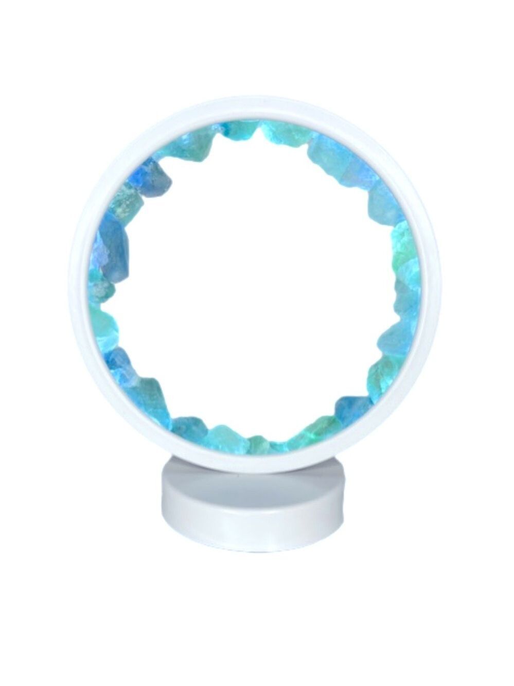 Blue Fluorite Circle Rough Gemstone Lamp Cold Color Light